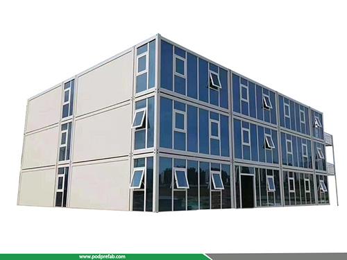 3-Story Glass Curtain Wall Modular Container Office Prefabricated Temporary Office Building