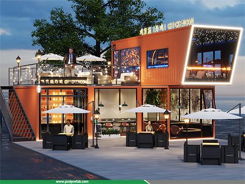 Waterfront Industrial Loft Container Bar Prefabricated Portable Modular Bar